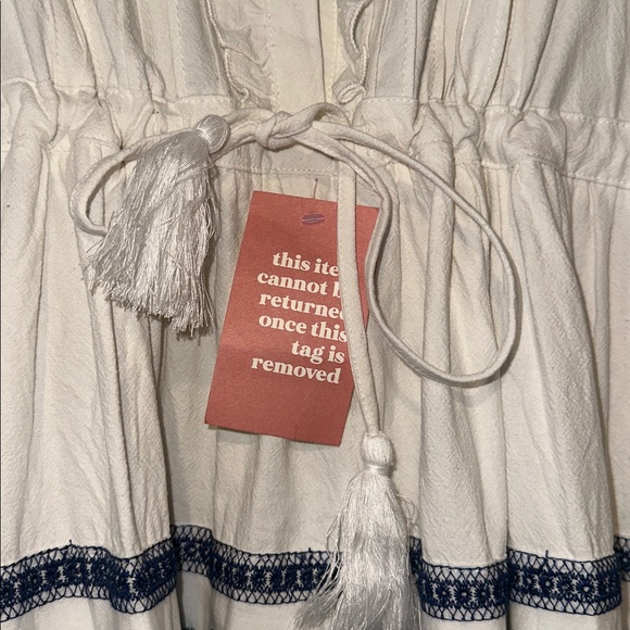 Ivy City Co White Dress with Navy Accents - Picture 10 of 11